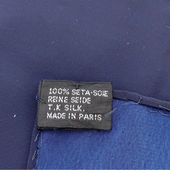 Chanel Navy White Mademoiselle Gripoix Silk Scarf - Picture 16 of 16